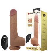 PRETTY LOVE - Tommy 8,9'' Light Brown, 3 vibration functions 3 thrusting settings Suction base Wireless remote control